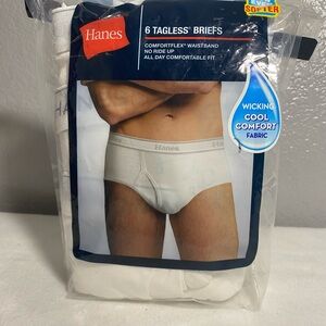 Hanes White Classic Briefs Cotton Comfort tag less L